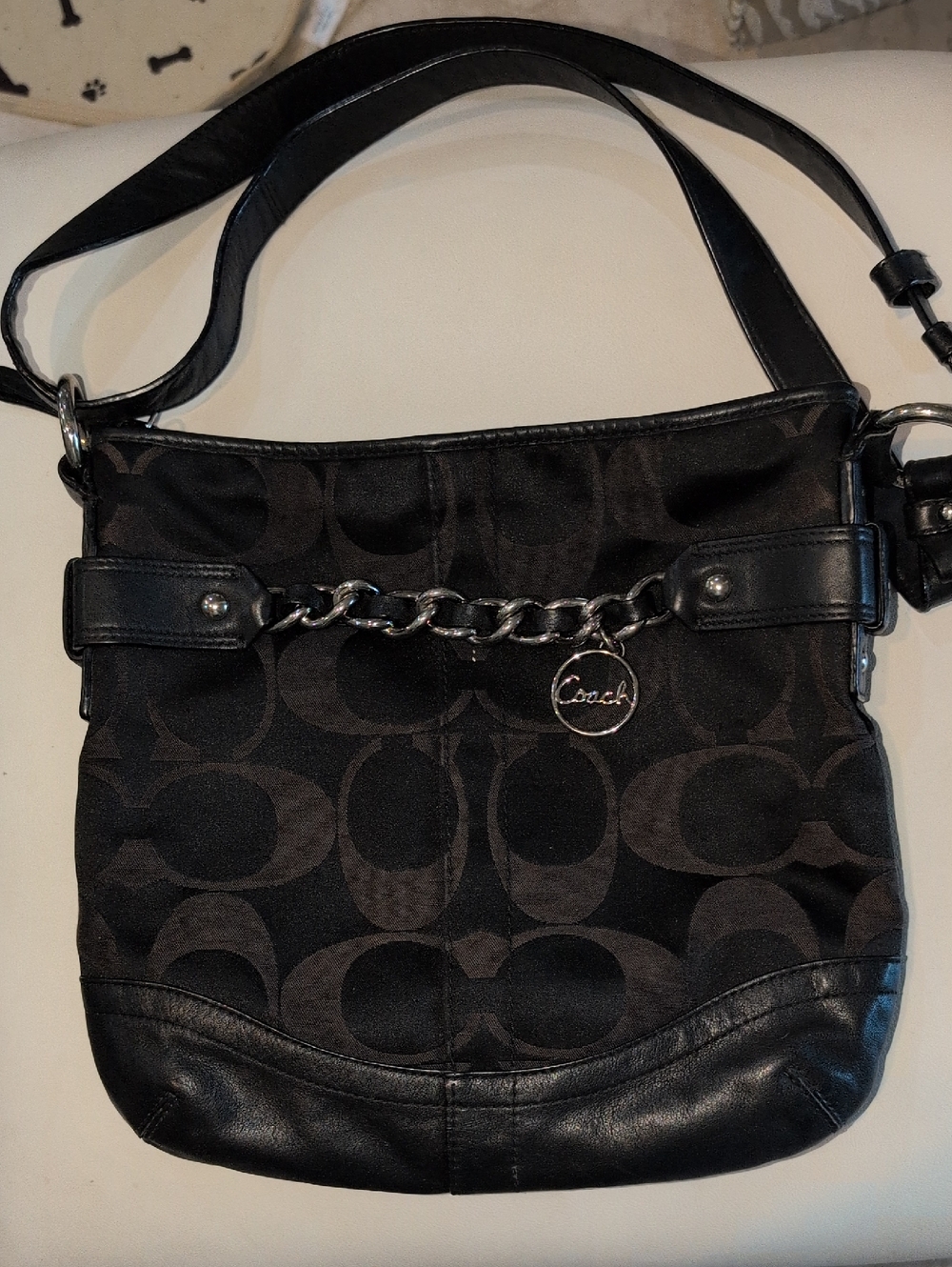 Coach Canvas Leather With Coach Circle Chain - F19730 Vintage